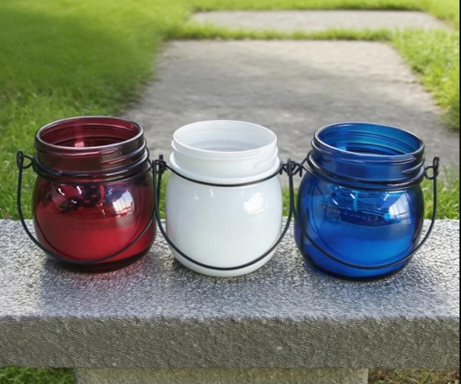 Colored Mason Jar with Metal Handle